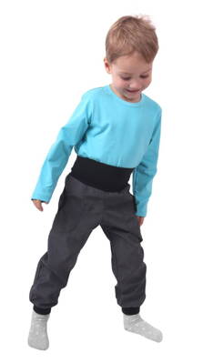 Jarní/letní dětské softshellové kalhoty, šedý melír 104