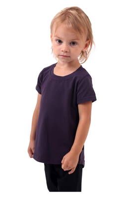 Bavlněná dívčí tunika, krátký rukáv, švestkově fialová 
