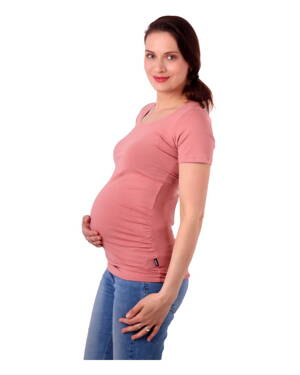 Těhotenské tričko Johanka, krátký rukáv, starorůžové 