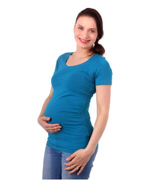 Těhotenské tričko Johanka, krátký rukáv, tmavý tyrkys 