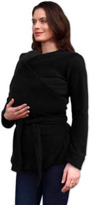 Těhotenský a nosící zavinovací kabátek Zina, fleece, černý L/XL