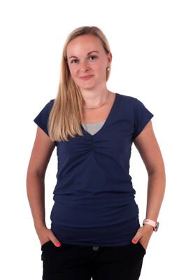 Kojící tričko Lea, krátký rukáv, tmavě modré (jeans)