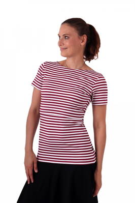 Kojicí tričko Lenka, krátký rukáv, červeno-bíle pruhované