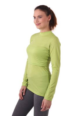 Merino vlněné kojicí tričko Meda, dlouhý rukáv, zelené