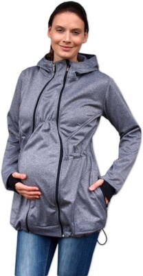 Softshellová těhotenská a nosící bunda Pavla 2, šedý melír