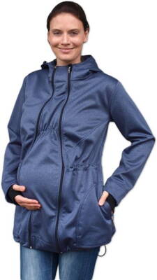 Softshellová těhotenská a nosící bunda Pavla 2, tmavě modrý melír