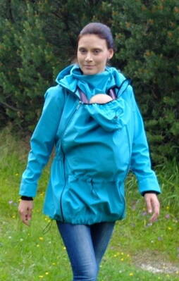 Softshellová těhotenská a nosící bunda Alice 2, tyrkysová
