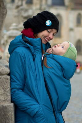Zimní těhotenská a nosící bunda Zora, modrá