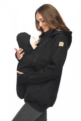 Teplá bavlněná těhotenská a nosičská mikina MijaCulture Black