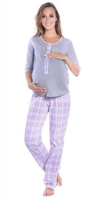 Těhotenské a kojící pyžamo MijaCulture Grey / Light Pink