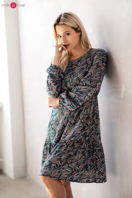 Těhotenské, kojící šaty dl.rukáv, Lovely Dress Wave Print