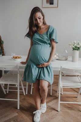 Těhotenské, kojící šaty Lovely Dress Ocean Green SS