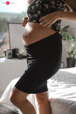 Těhotenská sukně s nízkým pasem a kapsami Black