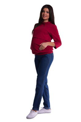 Těhotenské kalhoty 3679 s úpletovým pásem, tm.modré
