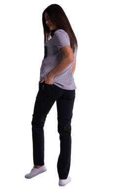 Těhotenské kalhoty 3686 s nižším úpletovým pásem, černé