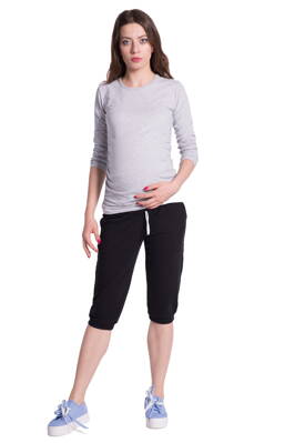  Těhotenské 3/4 kalhoty-tepláky, černé v.S, M, L, XL