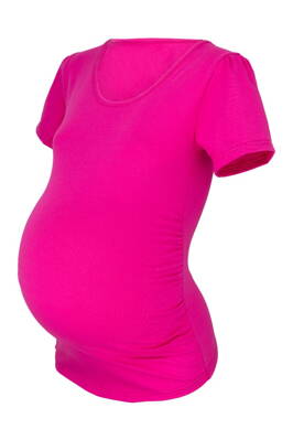 Těhotenské triko Joly KR, tm.růžová