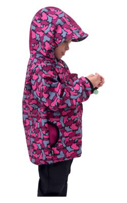 Dětská softshellová bunda, fleky růžové na černé, Kolekce 2021