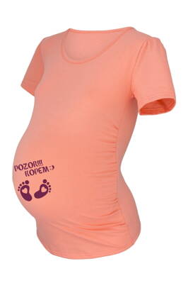 Vtipné těhotenské tričko kr.rukáv, lososové PK