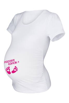 Vtipné těhotenské tričko kr.rukáv, bílé pkr