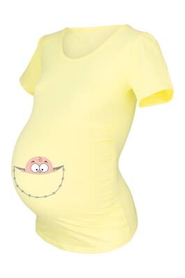 Vtipné těhotenské tričko kr.rukáv, žluté 