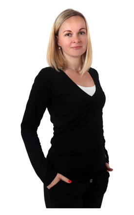 Kojící tričko Karla, dlouhý rukáv, černá
