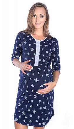 Těhotenská a kojící noční košile MijaCulture Navy/ Stars
