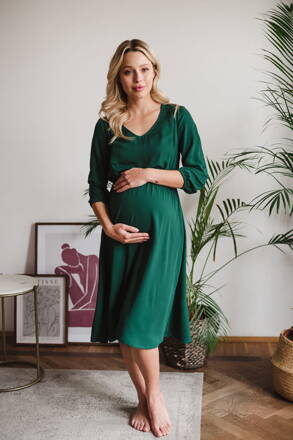 Těhotenské, kojící šaty Lovely Midi Dress Bottle Green