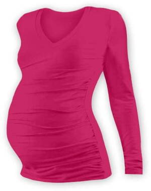 Těhotenské tričko Vanda, dlouhý rukáv, sytě růžové