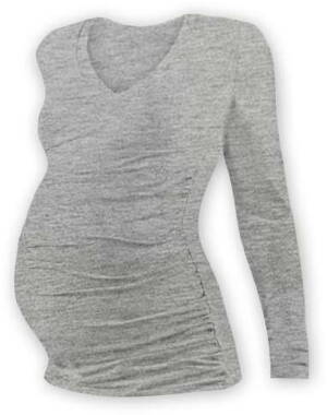 Těhotenské tričko Vanda, dlouhý rukáv, šedý melír