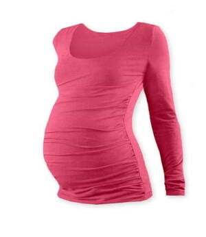 Těhotenské tričko Johanka, dlouhý rukáv, lososově růžové