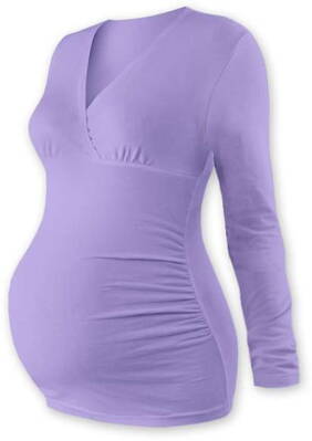 Těhotenská tunika Barbora, dlouhý rukáv, fialová levandulová