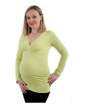 Těhotenská tunika Barbora, dlouhý rukáv, světle zelená