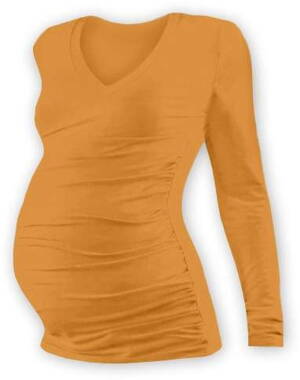 Těhotenské tričko Vanda, dlouhý rukáv, oranžové