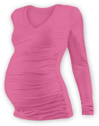 Těhotenské tričko Vanda, dlouhý rukáv, růžové