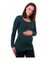 Těhotenské tričko Johanka, dlouhý rukáv, tm.zelené 