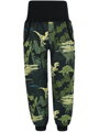 Chlapecké softshellové kalhoty s fleecem, Dinosauři na zelené