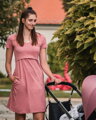 Kojící šaty s kapsami Tea, kr.rukáv, starorůžové 