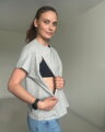 Tričko na dojčenie so zipsom Kira, oversized – šedý melír S/M