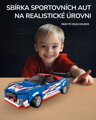 Woma Stavebnica Pretekárske auto dlhé 16 cm, s odnímateľnou strechou, modré, 284 dielikov
