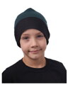 Dětská čepice bavlněná, oboustranná, černá + tm.zelená