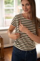 Pruhované tričko ke kojení MamaFlow Khaki Stripes