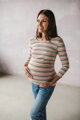 Těhotenské a kojící tričko Milk Shirt 7/8 rukáv, zelený proužek