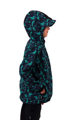 Dětská softshellová bunda, fleky zelené na černé, Kolekce 2020