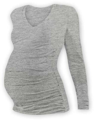 Těhotenské tričko Vanda, dlouhý rukáv, šedý melír