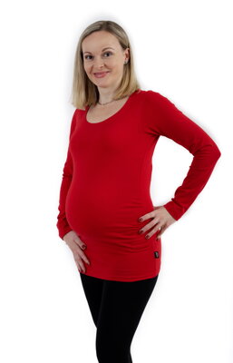 Těhotenské tričko Johanka, dlouhý rukáv, červené