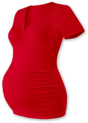 Těhotenská tunika Barbora, krátký rukáv, červená