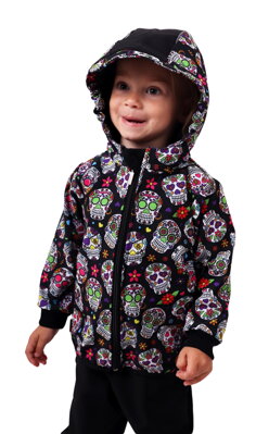 Dětská softshellová bunda, barevné lebky, Kolekce 2020