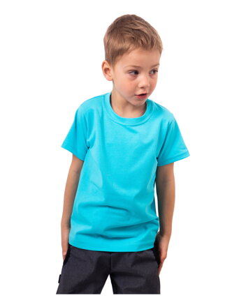 Bavlněné dětské tričko, kr.rukáv, tyrkysové 