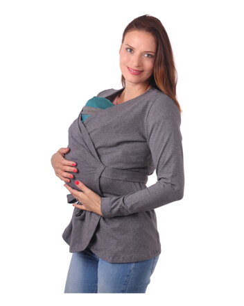 Zavinovací kabátek pro těhotné a nosící ženy Michaela, tmavě šedý